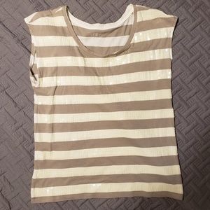 LOFT Sequined Cap Sleeve Tee - M